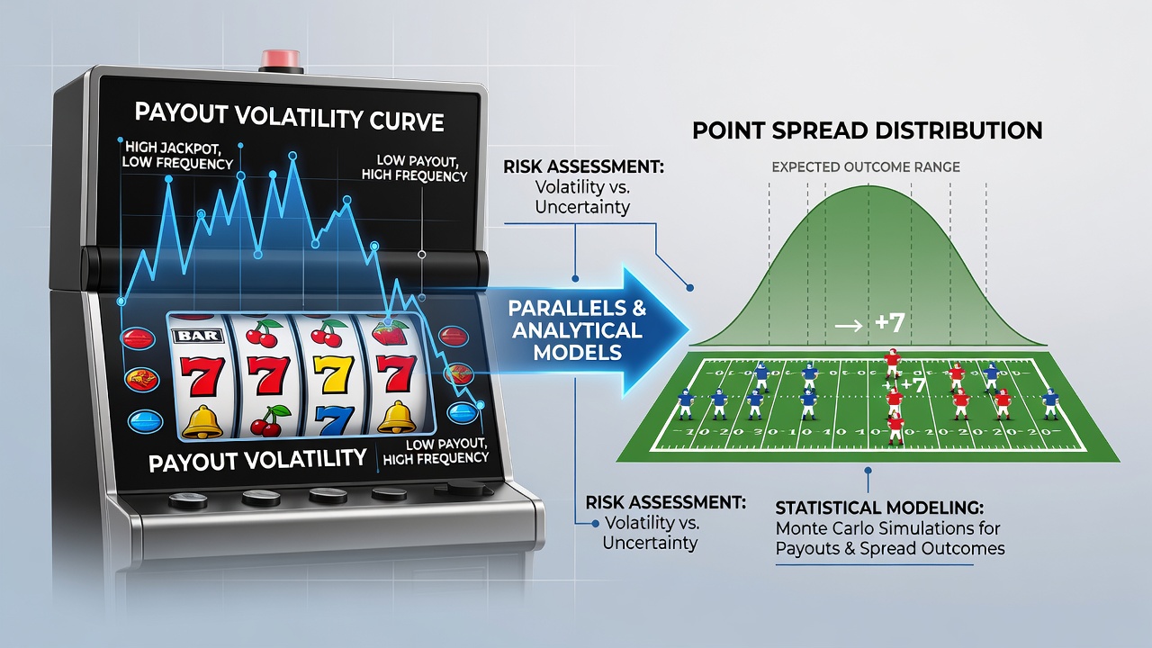Vergleichende Grafik von Varianzkurven in Slots und Point-Spread-Verteilungen im Fußballwetten