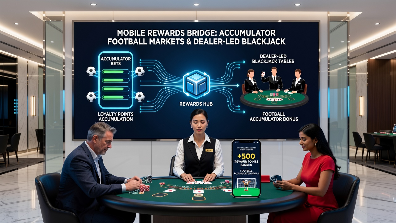 Darstellung von Belohnungsflüssen zwischen Fußball-Wetten, Blackjack und volatilen Slots auf mobilen Geräten
