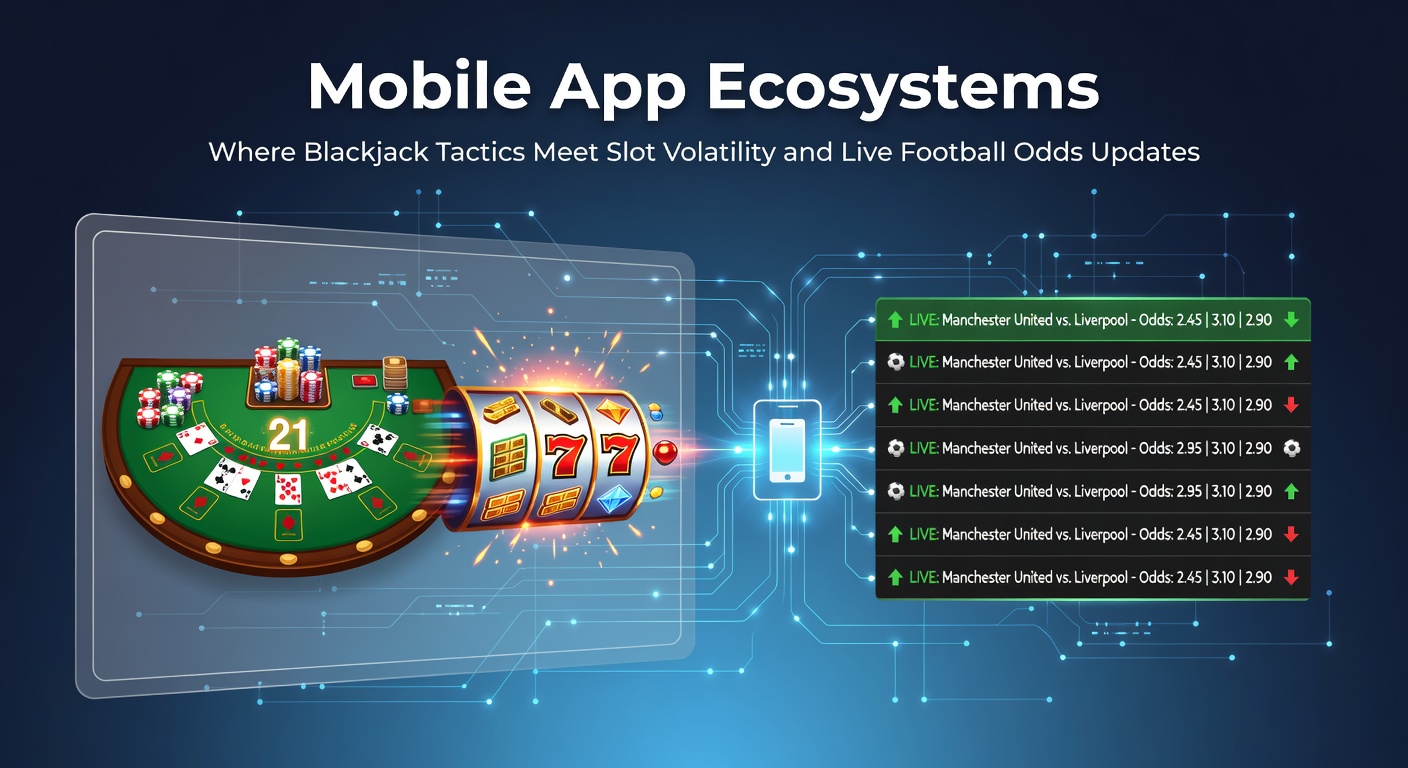 Mobile App-Ökosysteme mit Blackjack-Tischen, Slot-Maschinen und Live-Fußball-Updates auf einem Smartphone-Display