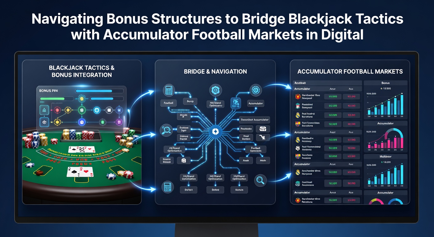 Schnittstelle einer digitalen Poker-Plattform mit integrierten Bonus-Indikatoren Akkumulator-Wetten und Blackjack-Optionen