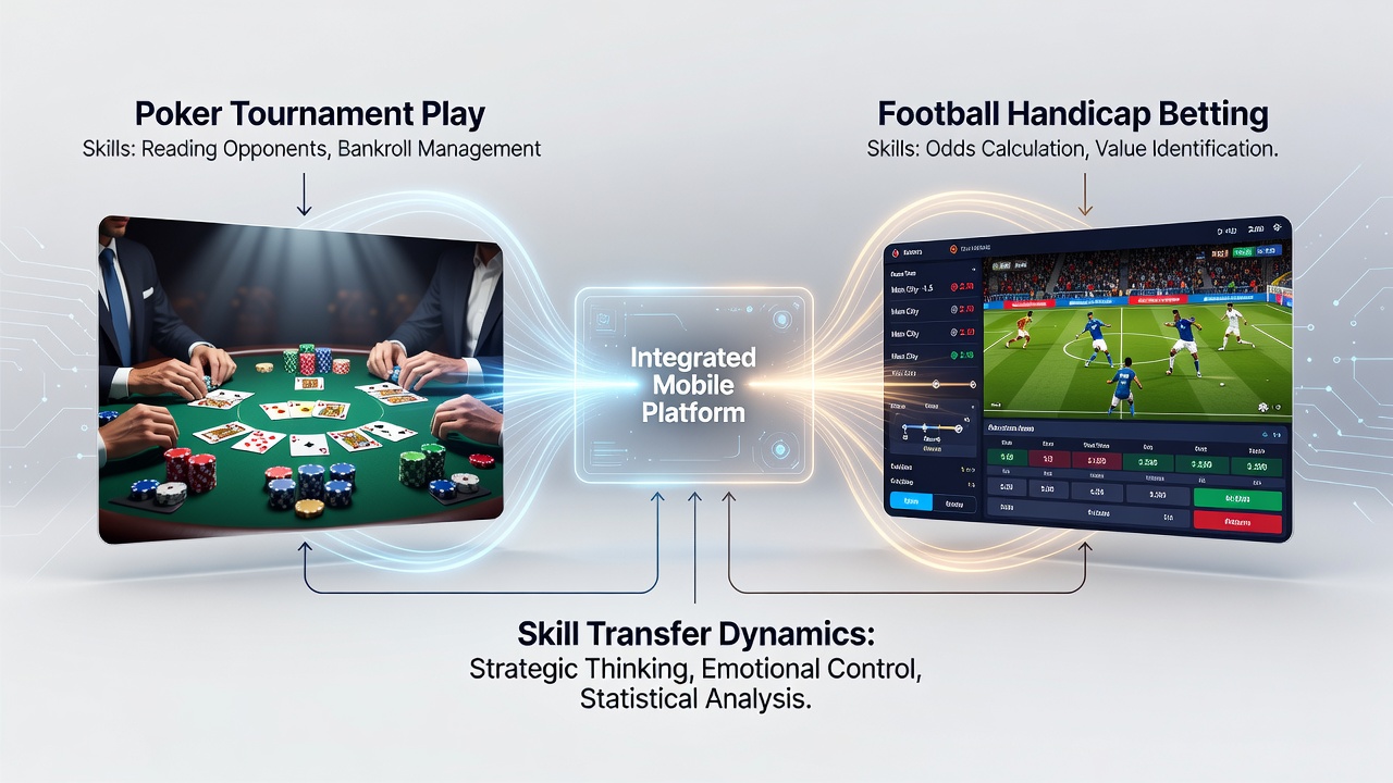Darstellung mobiler Integration von Poker und Fußballwetten